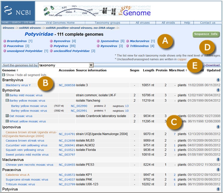 Figure 1. . Viral genome collections in the family Potyviridae.