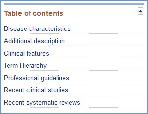 Figure 8. . The Table of contents in MedGen.