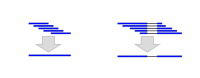 Figure 2. . Combining the alignments with the same introns into one alignment (micro chaining) reduces the computational complexity.