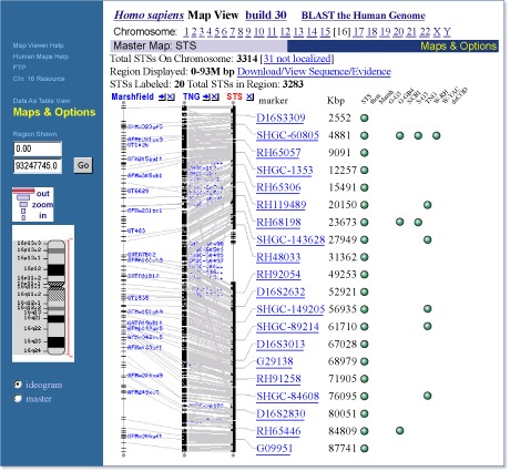 Figure 1. Evaluation of a chromosome sequence (STS) map.