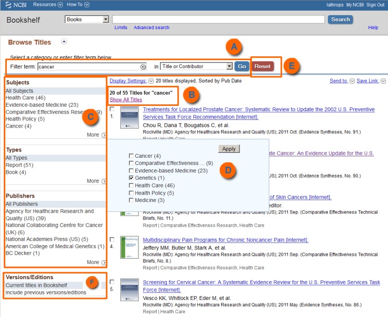 Figure 3. . Filtering the Browse Titles page.