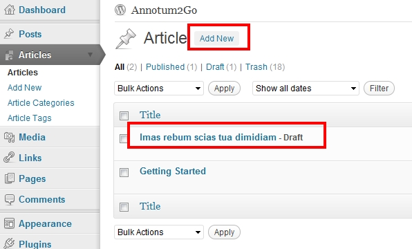 Fig. 4. Article Listing.