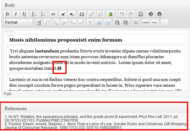 Fig. 19. References in editor and reference list.