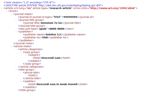 Fig. 31. Published article - sample XML.