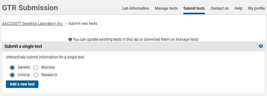 Submit a single test