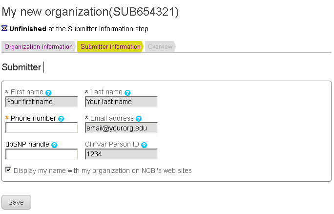 Form used to complete information about the person submitting